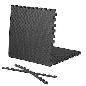 Black 24 in. W x 24 in. L x 0.5 in. T EVA Foam Tatami Pattern Gym Flooring Mat (6 Tiles/Pack) (24 sq. ft.)