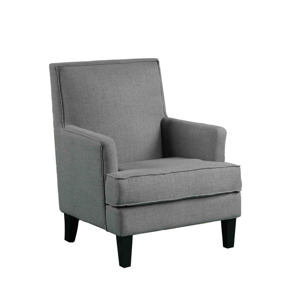 26 in. Dark Gray Linen Arm Chair with Nailhead Trim(Set of 1)