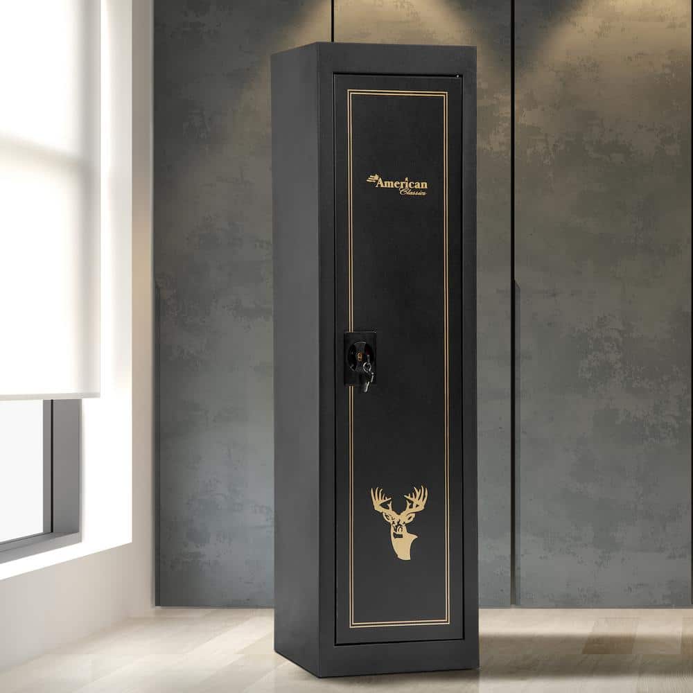Black 49" Heavy-Duty Metal 5-Gun Security Cabinet