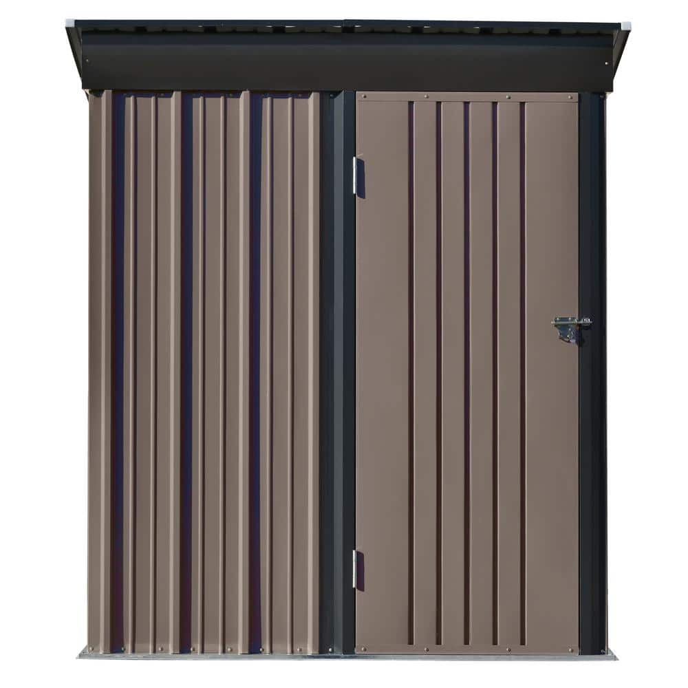 5 ft. W x 3 ft. D Brown Metal Lean-to Storage Shed with Lockable Door (14.4