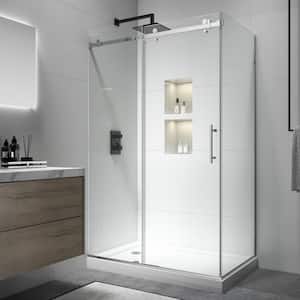 48 in. W x 34 in. D x 76 in. H Sliding Frameless Shower Door in Bright Chrome Finish with Clear Glass