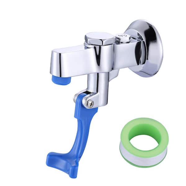 Wall Mounted Pot Filler Push Back Glass Filler Faucet with Female Inlet in Chrome