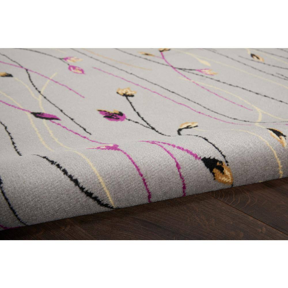 Gray Floral Synthetic Reversible 10' x 14' Area Rug