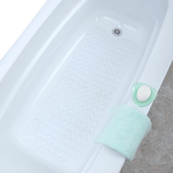 16 in. x 39 in. Extra Long Bath Mat in Clear