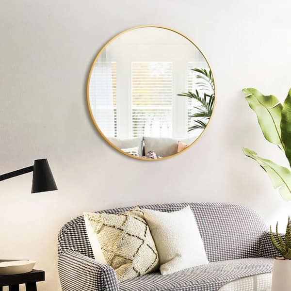 HOMLUX 30 in. W x 30 in. H Round Framed Wall Bathroom Vanity Mirror in Black Decorative Modern Rust-Resistant