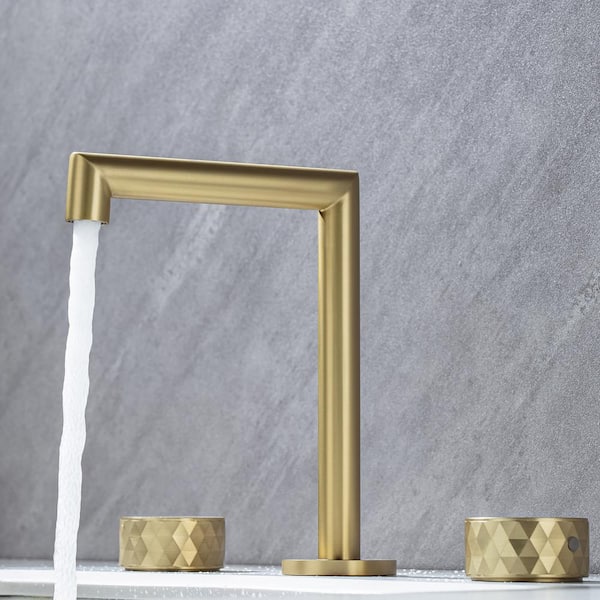 Staykiwi Double handles Three Hole Bathroom Faucet and Spot Resistant in Brushed Gold