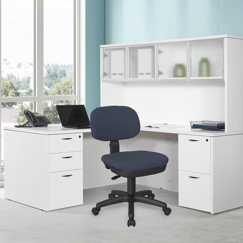 Interlink Ink Blue Fabric Armless Swivel Task Chair
