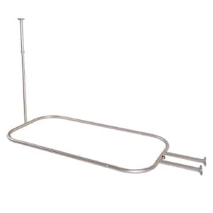 54 in. Extra-Large x 26 in. Rustproof Aluminum Hoop Shower Rod in Brushed Nickel with Ceiling Support for Clawfoot Tub