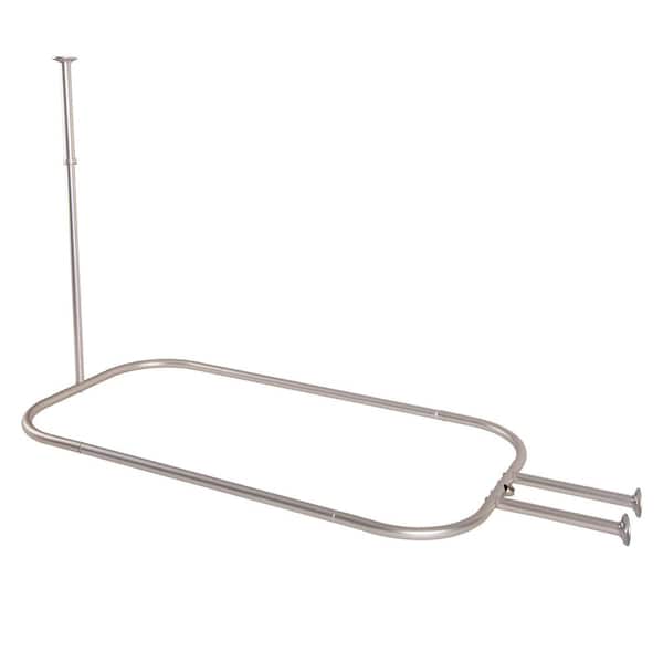 Utopia Alley 54 in. Extra-Large x 26 in. Rustproof Aluminum Hoop Shower Rod in Brushed Nickel with Ceiling Support for Clawfoot Tub