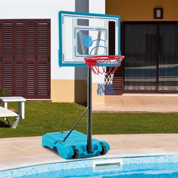 Pool Basketball Hoop 3.8 ft. - 4.4 ft. Adjustable Poolside Basketball Goal System