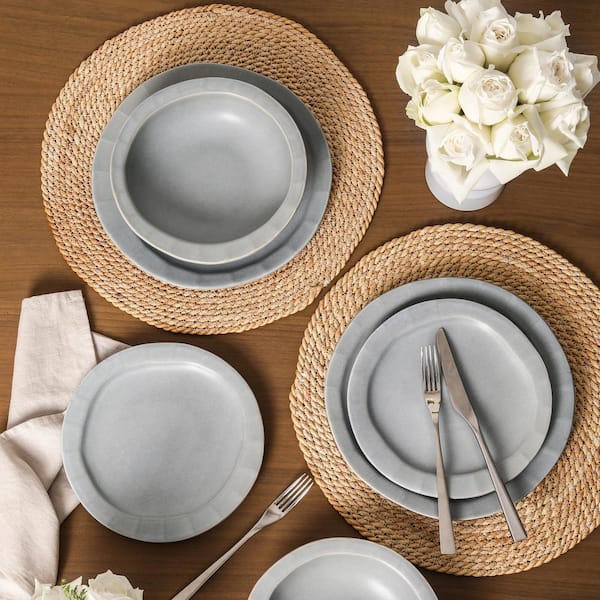 STONE LAIN Oasis 24-Piece Light Blue Stoneware Full Set (Service