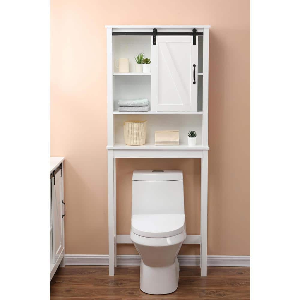 White MDF Over-the-Toilet Space Saver Cabinet with Adjustable Shelving