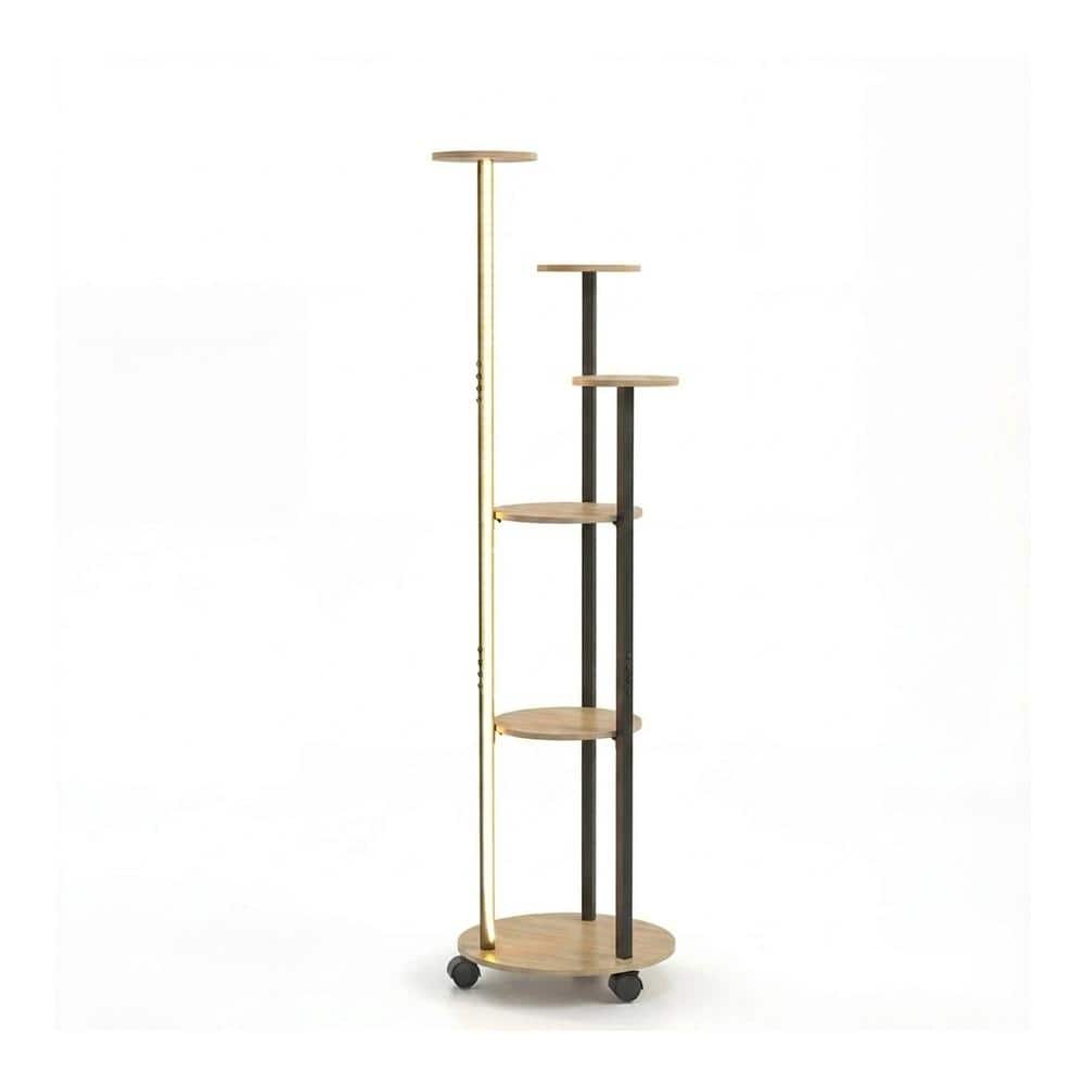 6-tier Plant Stand with RGB Light and Wheels 57 in. Tall Indoor Display Shelf Flowerpot Holder for Home Garden-Natural price history on PriceWatchPro