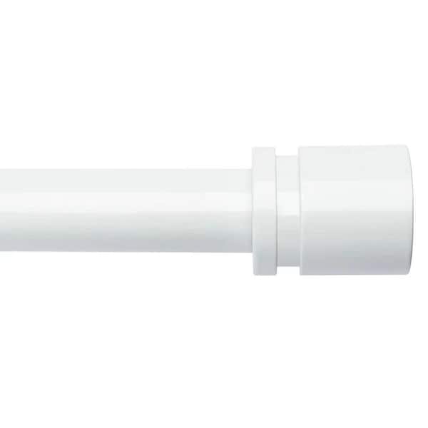 NVNOO 16 to 144 in. Adjustable Length 1 in. Diameter Window Curtain Rod with Aluminium End Cap, White