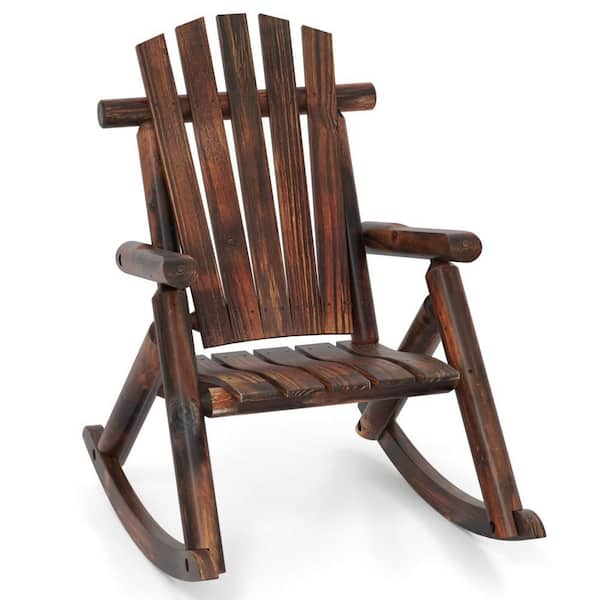 Solid Wood Outdoor Rocking Chair for Adults Adirondack Porch Rocker Patio Chair (1-Piece)