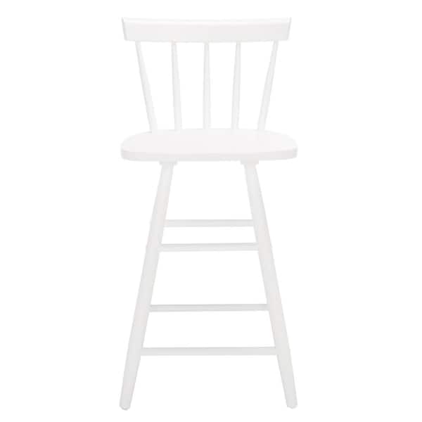 SAFAVIEH Tally 25 in. White Low Back Wood Frame Counter Stool with Foot rest