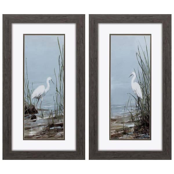 Island Egret 2-Piece Framed Nature Wall Art 27 in. x 15 in.