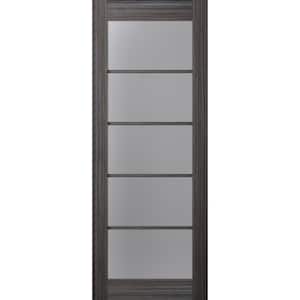 Paola 5-Lite 18 in. x 96 in. No Bore Frosted Glass Gray Oak Wood Solid Composite Core Interior Door Slab
