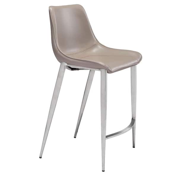 ZUO Magnus Gray High Back Metal Counter Height (24-27 in.) Bar Stool