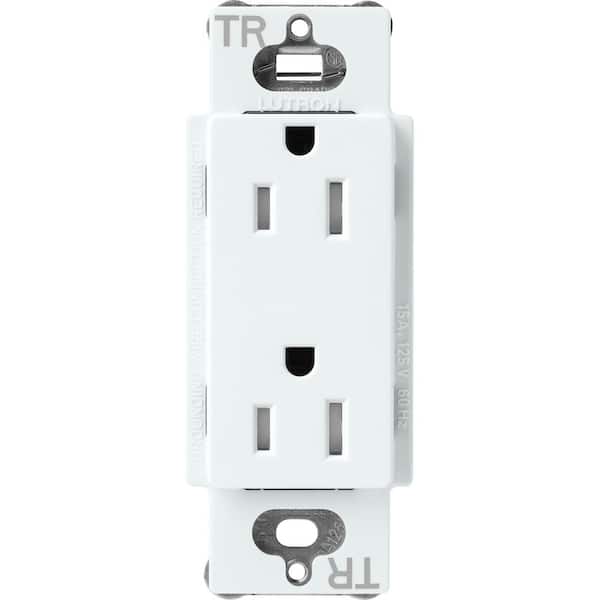 Lutron Claro 15-Amp Tamper-Resistant Duplex Receptacle, Glacier White (SCRS-15-TR-GL)
