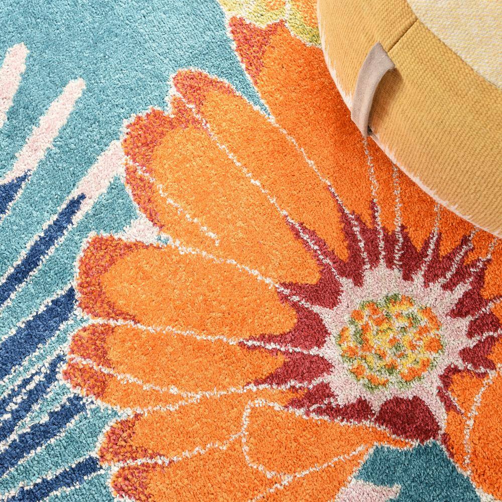 Turquoise Multicolor Floral Synthetic 2' x 3' Area Rug