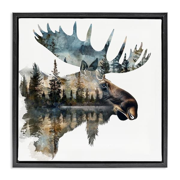 Stupell Industries Moose Head Silhouette by LSR Design Studio Black Floater Frame Animal Graphic Art Print 18 in. x 18 in.