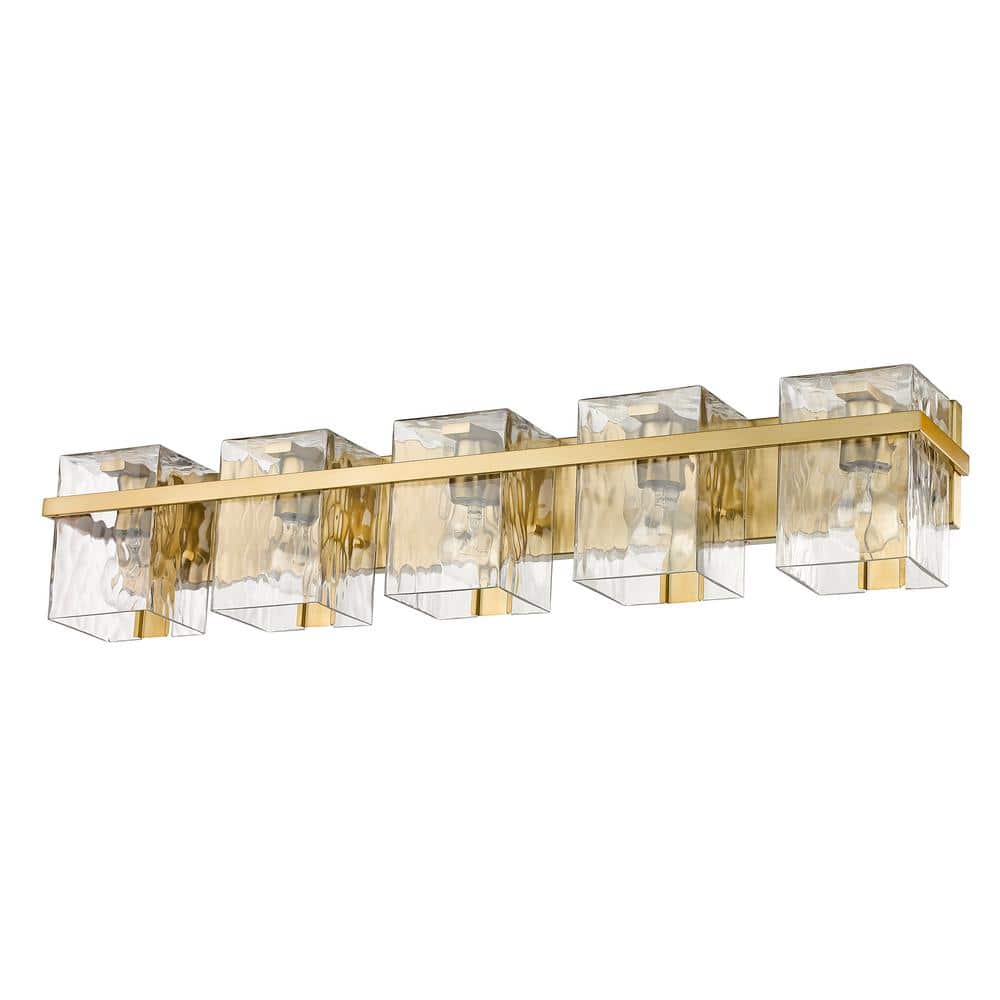 Modern Gold 5-Light Vanity with Handmade Glass Shades