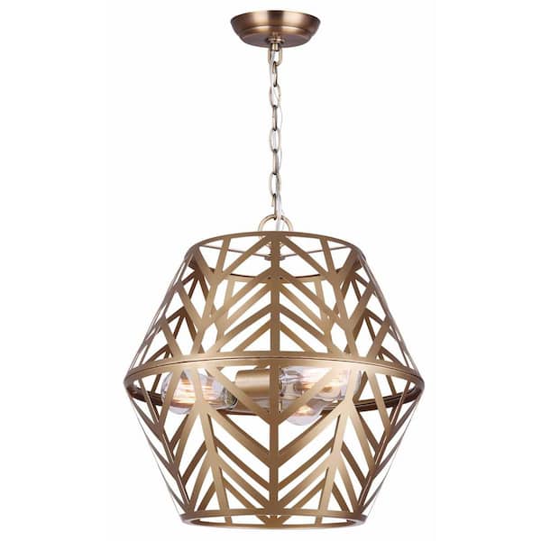 CANARM Maud 3-Light Painted Gold Chandelier