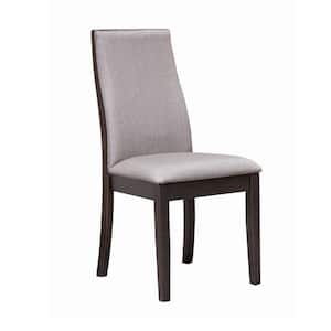 Gray and Brown Fabric Wooden Frame Dining Chair (Set of 2)