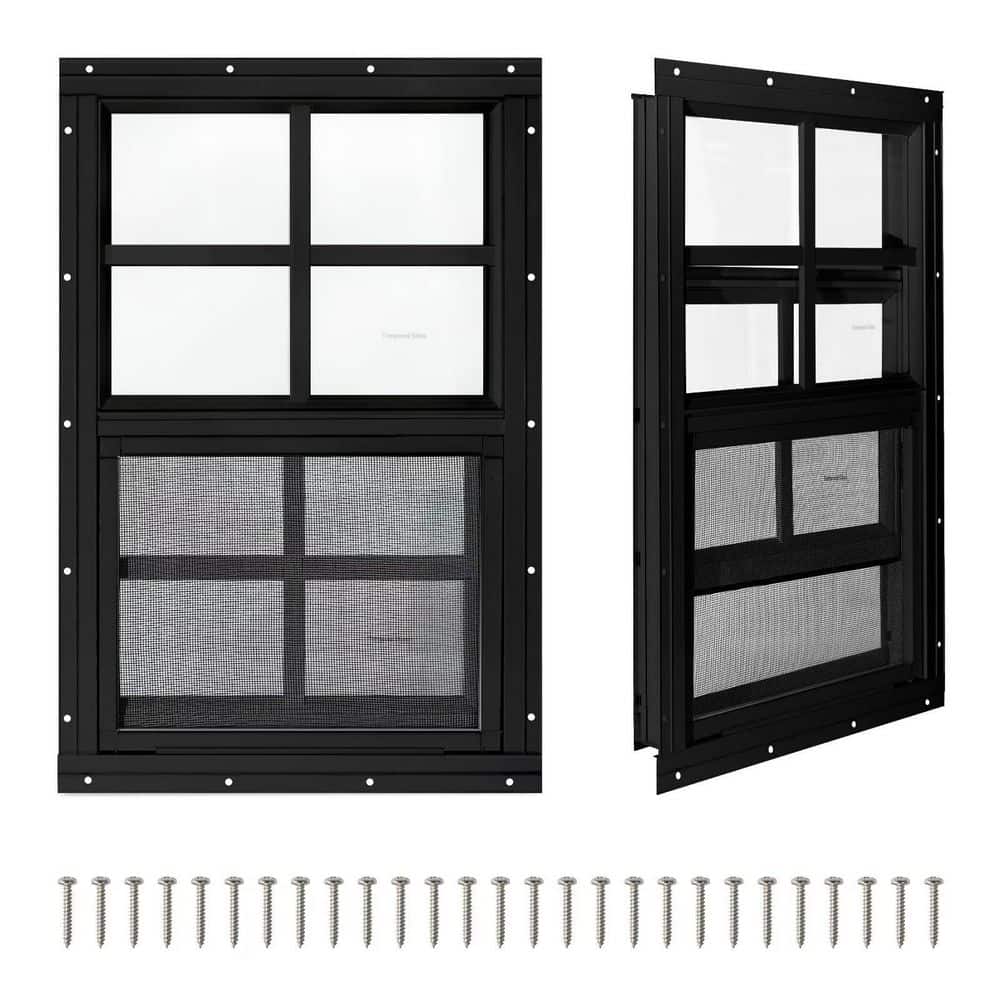 12 in. x 18 in. Small Black Sliding Windows with Tempered Glass and Fiberglass Screen, Flush Mount Shed Windows (2-Pack) price history on PriceWatchPro