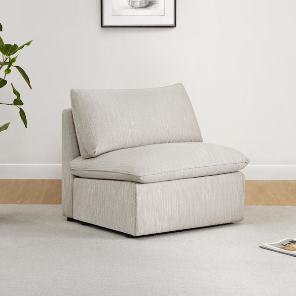 SPRUCE & SPRING Nereidix 34 in. Armless Fabric Accent Chair Sectional Sofa in Light Grey for Living Room