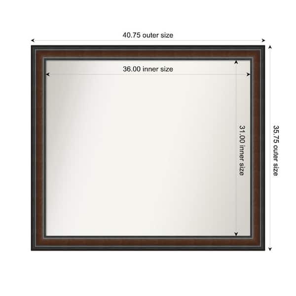 Amanti Art Cyprus Walnut 40.75 in. x 35.75 in. Custom Non-Beveled Wood Framed Bathroom Vantiy Wall Mirror