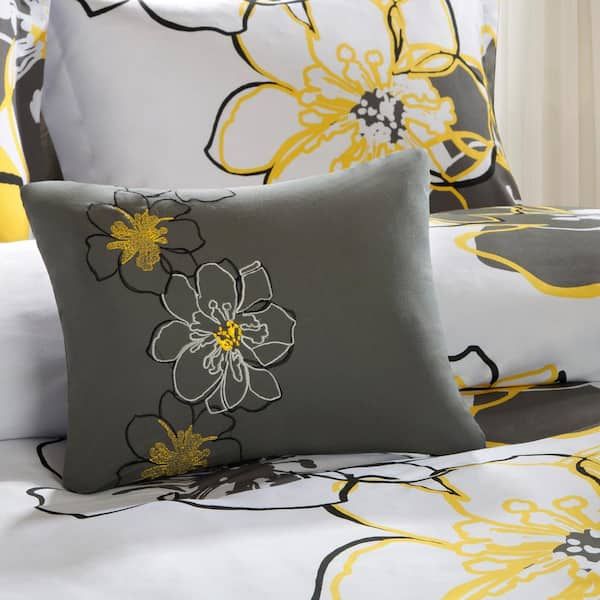 Mi Zone Skylar 3 Piece Yellow Grey Twin Comforter Set Mz10 074 The Home Depot