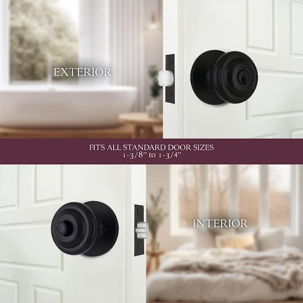 Mulholland Matte Black Privacy Bed/Bath Door Knob 4-pack