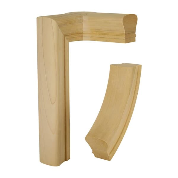 EVERMARK Stair Parts 7086 Unfinished Poplar Right-Hand 2-Rise Level Quarter Turn with Cap Handrail Fitting