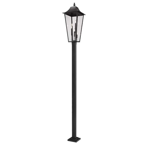 Filament Design Gannon 5-Light Black Stainless Steel Hardwired Outdoor Marine Grade Post-Light Set with no bulbs included