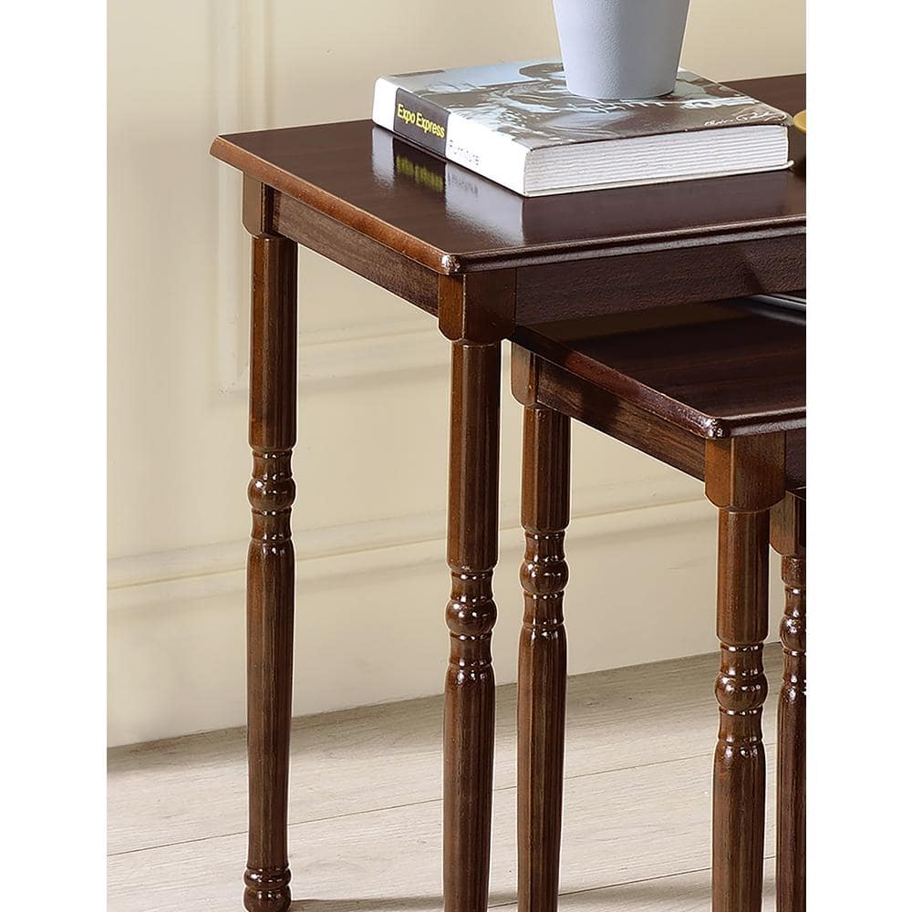 Cherry Wood 3-Piece Rectangular Nesting Table Set
