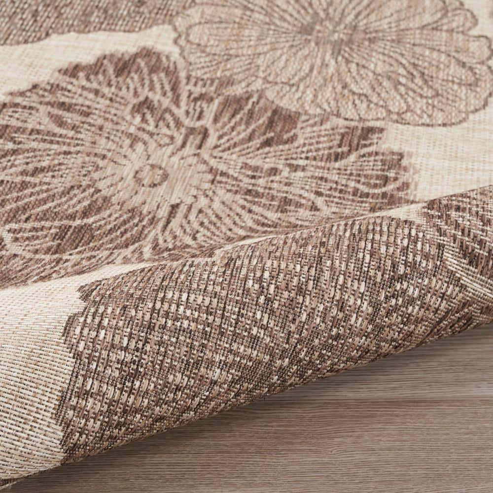 Natural Floral Flatweave Synthetic Indoor Outdoor Rug 8' x 10'