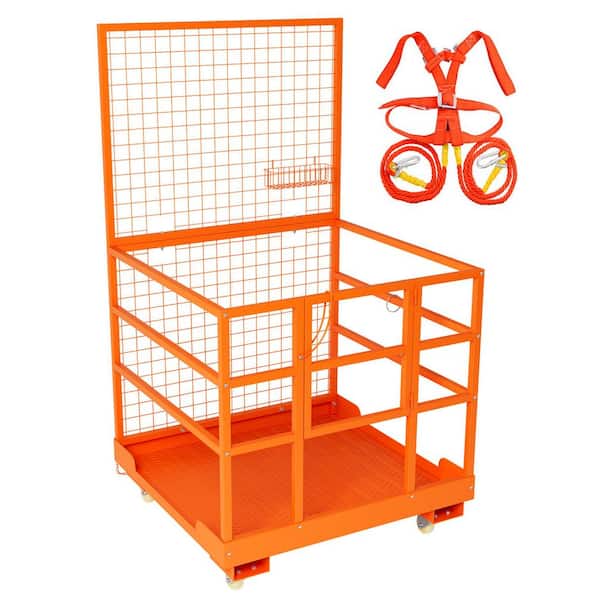 43 x 45 in. Forklift Safety Cage, 1800 lbs. Capacity Forklift Man Basket Work Platform with Guardrail and Safety Lock
