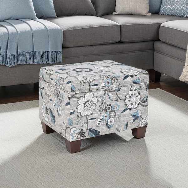 Convenience Concepts Madison Gray Flora Fabric Storage Ottoman