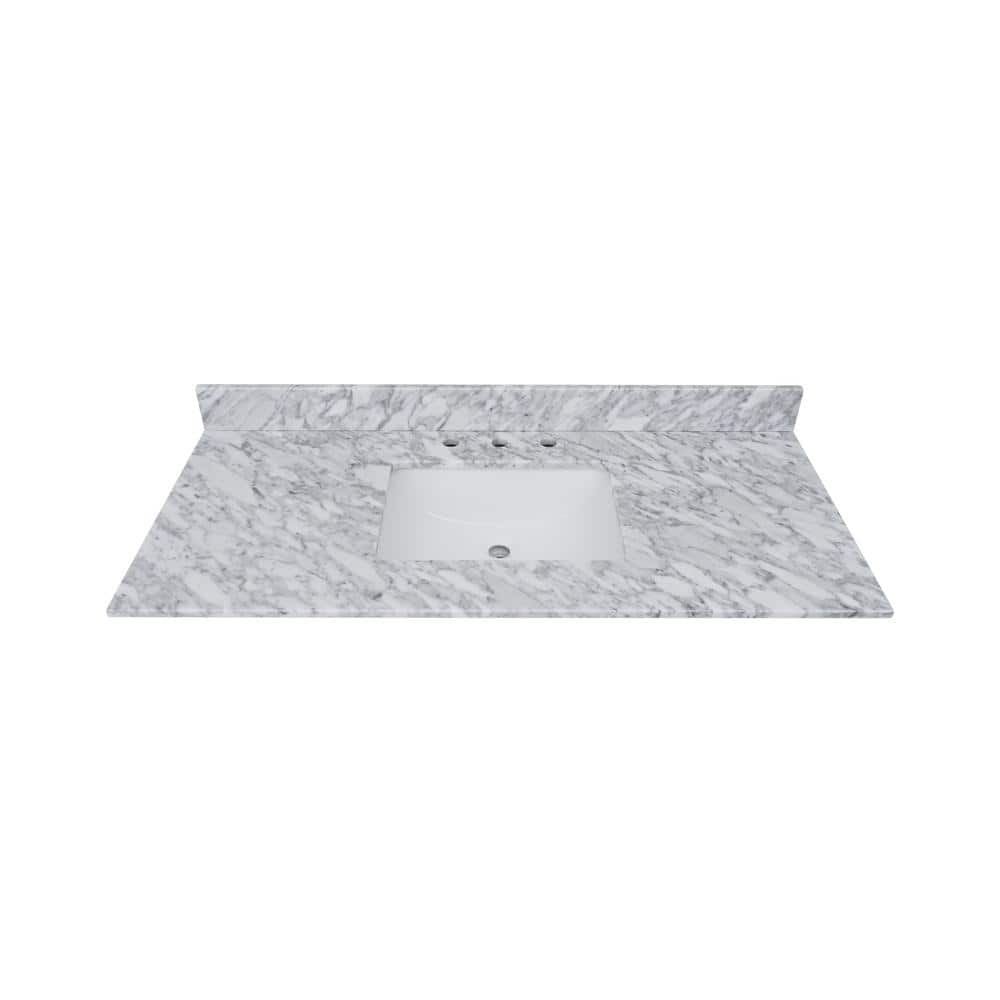 Home Decorators Collection 49 in. W x 22 in D Marble White Rectangular ...