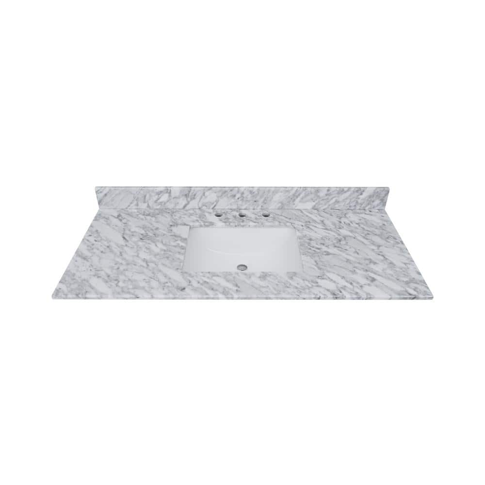 Home Decorators Collection 49 in. W x 22 in D Marble White Rectangular Single Sink Vanity Top in White