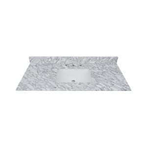 49 in. W x 22 in. D Bianco Carrara White Marble Vanity Top with White Basin