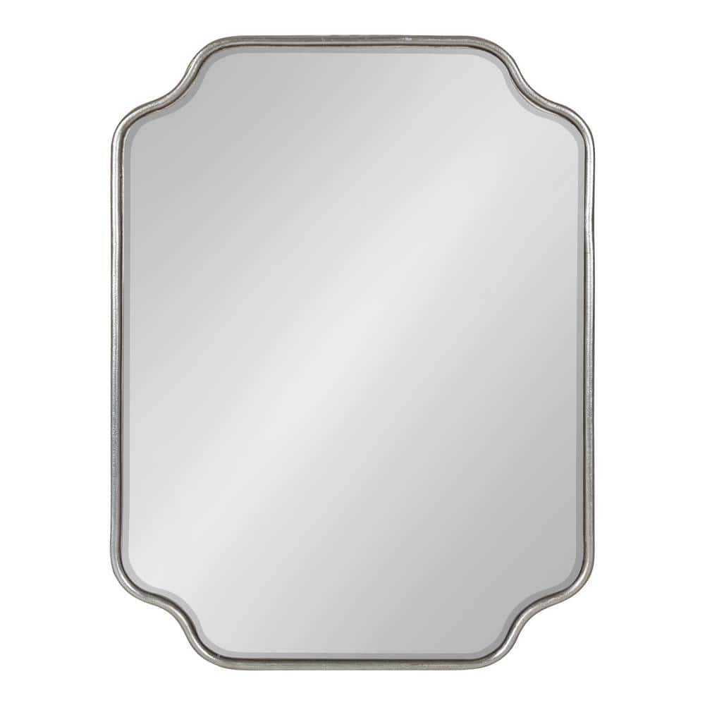 Scalloped Edge Silver Full-Length Wooden Vanity Mirror