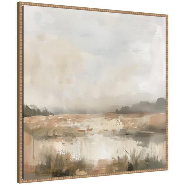 Sylvie "Neutral Abstract Landscape" by The Creative Bunch Studio Landscape Framed Canvas Art Print 30 in. x 30 in.