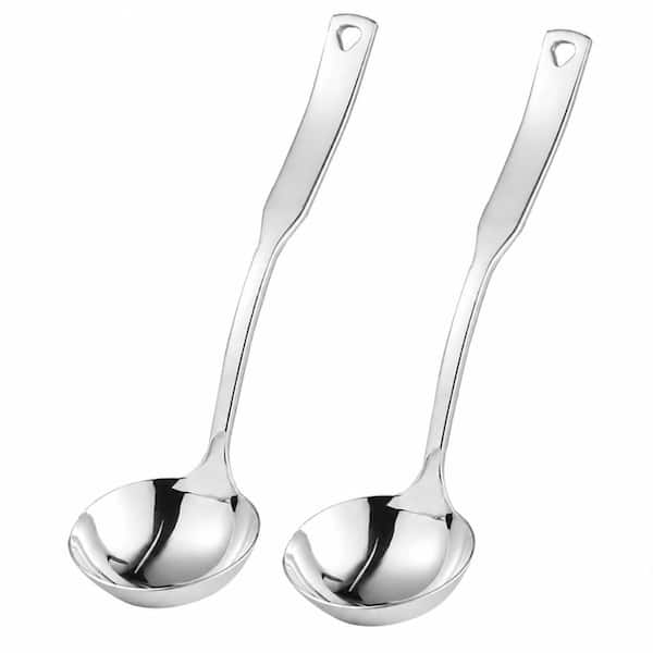 2-Piece Mirror-Polished 18/8 Stainless Steel Small Gravy and Sauce Ladle Set in Silver Specialty Flatware