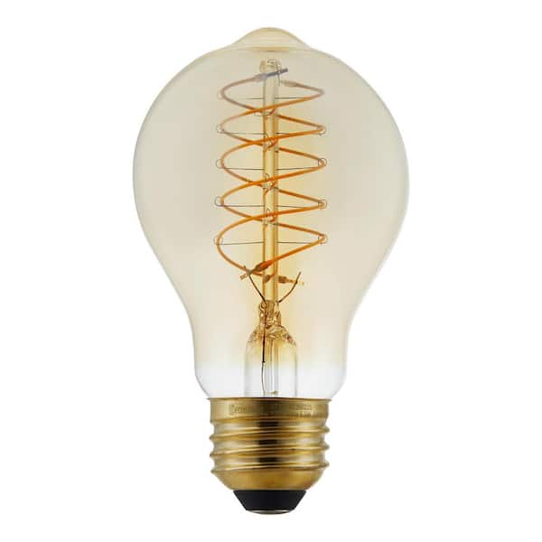 EcoSmart 40-Watt Equivalent AT19 Dimmable Fine Bendy Filament LED Vintge Edison Light Bulb Amber (1-Pack)