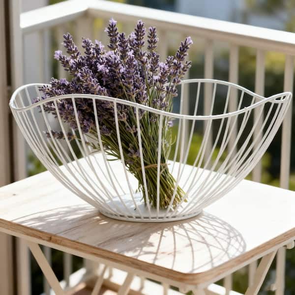 1 Piece White Metal Wire Fruit Basket, Fruit Bowl for Kitchen Counter, Vegetable Bowls for Fruits, Veggies, Snacks