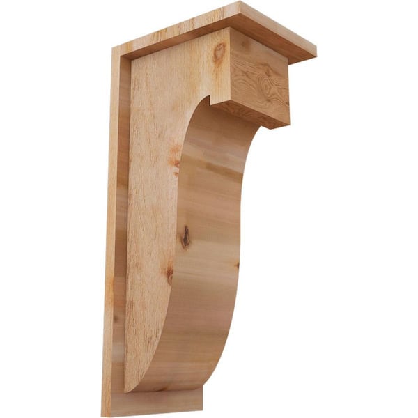 Ekena Millwork 8 in. x 10 in. x 22 in. Western Red Cedar Del Monte Rough Sawn Corbel with Backplate