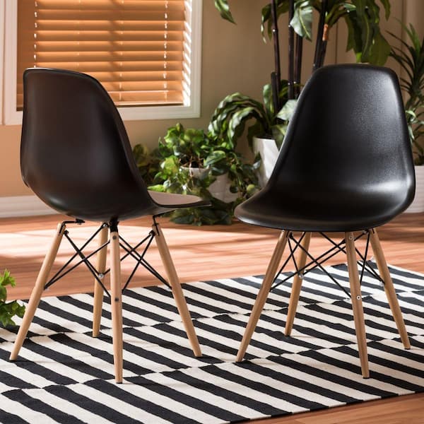 Baxton Studio Azzo Black Plastic Dining Chairs (Set of 2)